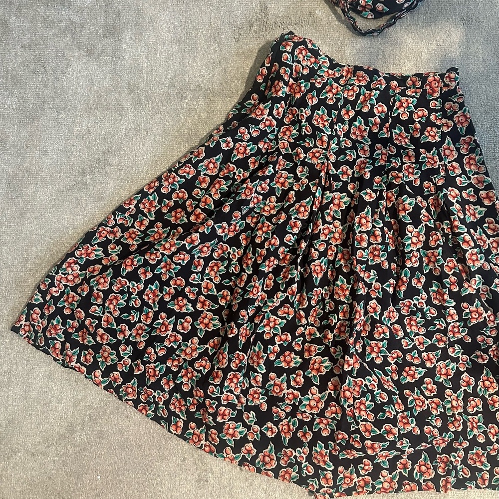 Adorable vintage Dior Skirt with Pink Blossom Print and matching belt/hair tie